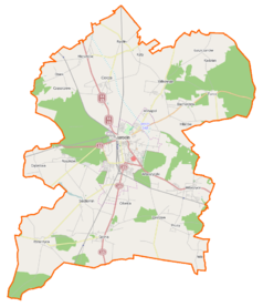 Mapa konturowa gminy Jarocin, w centrum znajduje się punkt z opisem „Jarocin”