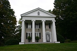 Greek revival architecture house. Note the large columns.