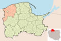 Location of Ustka on administrative map of Pomeranian Voivodeship