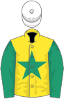 YELLOW, emerald green star and sleeves, white cap