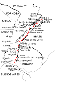 La route nationale 14 se termine à la frontière brésilienne au niveau de Bernardo de Irigoyen.