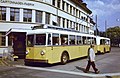 Ancien trolleybus de Thoune avec sa remorque en 1979