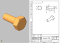 3D-модель болта и чертёж на её основе, разработанные в "Компас"