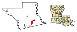 Location of Pollock in Grant Parish, Louisiana.