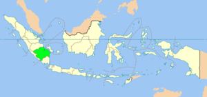 Map of South Sumatra province in Indonesia