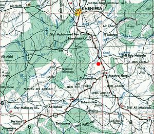 Карта местности 1953 года. Место сражения отмечено красным кругом