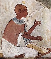 A blind harpist, from a mural of the Eighteenth dynasty of Egypt, 15th century BC]]