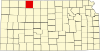 Map of Kanzas highlighting Norton County