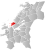 Ørland markert med rødt på fylkeskartet