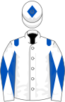 White, royal blue epaulets, diabolo on sleeves and diamond on cap