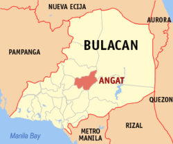 Map of Bulacan with Angat highlighted