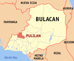 Mapa de Bulacan con Pulilan resaltado