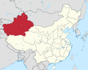Kart over Xinjiang Den autonome regionen Xinjiang