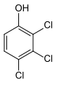 Structuurformule van 2,3,4-trichloorfenol