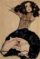 Den tyske ekspresjonisten Egon Schiele er en av mange moderne bildekunstnere som har arbeidet med erotisk ladde motiver og sensualitet i sin kunst. Bildet viser Schwarzhaariges Mädchen mit hochgeschlagenem Rock («Jente med svart hår og oppslått skjørt») fra 1911, en blyanttegning fargelagt med vannfarger som forestiller ei ung kvinne som blotter underlivet.