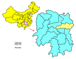 Changshan sijainti Hunanin maakunnassa