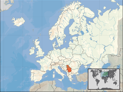 Location of ಸೆರ್ಬಿಯ (orange) in Europe (white)