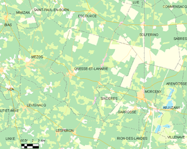 Mapa obce Onesse-Laharie