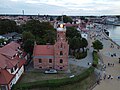 Ustka; latarnia morska- widok z lotu ptaka