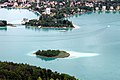 Kapuziner island with the peninsula of Poertschach behind