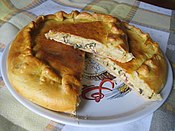 Pie (pyrih / pirog) with quark and beet greens filling