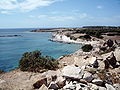 A praia da costa sul da ilha.