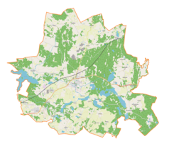 Mapa konturowa gminy Barczewo, blisko centrum na lewo znajduje się punkt z opisem „Maruny”