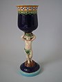 Goblet, 9.2 in, coloured glazes, c. 1869, Revivalist in style