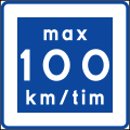 Rekommenderad lägre hastighet max 100 km/h