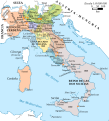 Estados de la península itálica en 1815.
