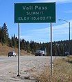 The sign marking Vail Pass