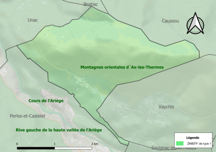 Carte de la ZNIEFF de type 1 sur la commune.