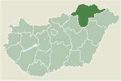 Location of Borsod-Abaúj-Zemplén county in Hungary