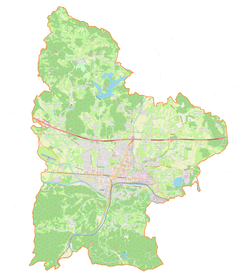 Mapa konturowa gminy miejskiej Celje, blisko centrum po prawej na dole znajduje się punkt z opisem „Slance”