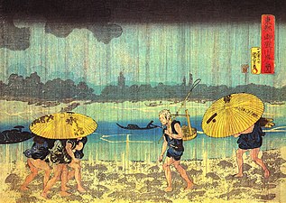 En la orilla del río Sumida, de Utagawa Kuniyoshi, siglo XIX.