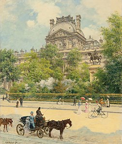 La Place du Louvre, huile sur toile de Louis Béroud (1902). (définition réelle 3 610 × 4 260)