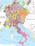 A map of the Holy Roman Empire in the early 13th century