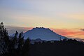 Silhouette of Mount Kinabalu at dawn.