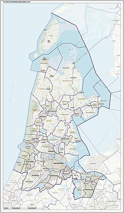 Kaart van die provinsie Noord-Holland