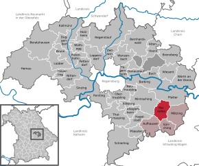 Poziția Riekofen pe harta districtului Regensburg