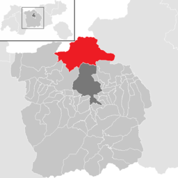 Kommunens läge i distriktet Innsbruck-Land