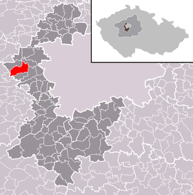 Poloha obce Úhonice v rámci okresu Praha-západ a správneho obvodu obce s rozšírenou pôsobnosťou Černošice.