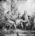 around/um 1797 – f.l.t.r./v.l.n.r.: Friedrich Schiller, Wilhelm and Alexander von Humboldt, J.W. Goethe in Jena around/um 1797, by/von Adolph Müller