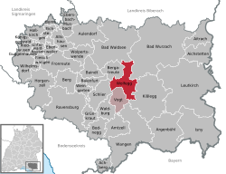 Elhelyezkedése Baden-Württemberg térképén