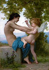 William Bouguereau, Jeune Fille se défendant contre l'Amour, vers 1880.