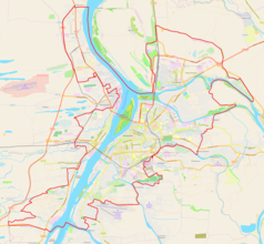 Mapa konturowa Astrachania, w centrum znajduje się punkt z opisem „Astrachań”