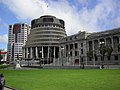 The Molesworth Street frontage of The Beehive and Parliament Buildings