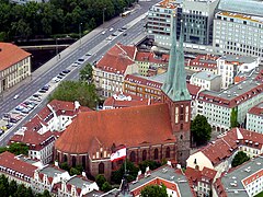 View over Nikolaiviertel with St. Nicholas' Church