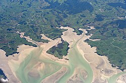 The harbour with Tiritirimatangi Peninsula at centre