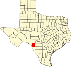 Karte von Kinney County innerhalb von Texas